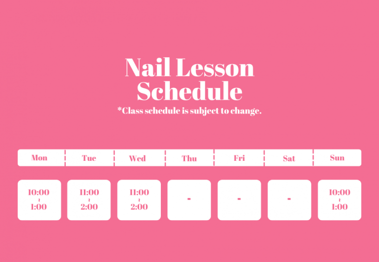 Lesson Schedule Peony Tokyo Nails & Eyelash Academy